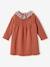 Knitted Dress with Collar in Floral Fabric for Babies rust+WHITE LIGHT SOLID WITH DESIGN 