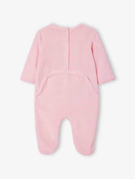 Pack of 3 Velour Sleepsuits for Babies, BASICS pale pink 