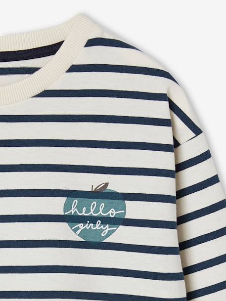 Long-Sleeved Top for Girls hazel+old rose+striped blue 