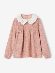 -Blouse-like Top with Broderie Anglaise on the Collar, for Girls