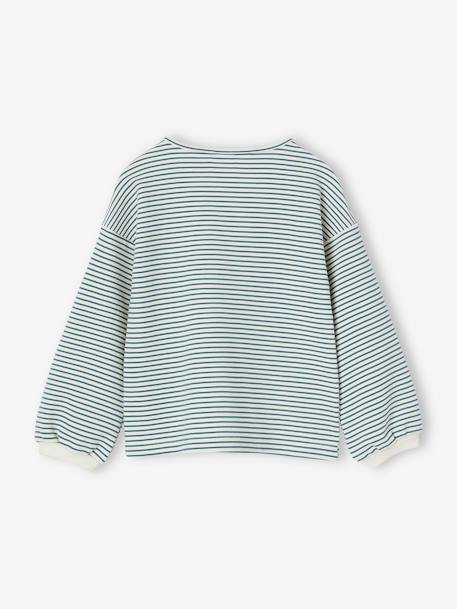 Striped Top, Boat-Neck, for Girls striped green+WHITE LIGHT STRIPED 