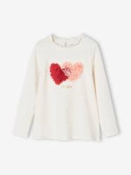 Girls-Tops-T-Shirts-Top with Fancy Motif with Shaggy Rag Details for Girls