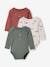 Pack of 3 Long Sleeve 'Race Car' Bodysuits with Cutaway Shoulders for Babies emerald green 