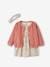 3-Piece Outfit: Dress + Cardigan + Headband for Baby Girls old rose+White/Print 