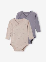 Baby-Bodysuits & Sleepsuits-Pack of 2 Long-Sleeved Bodysuits for Newborn Babies