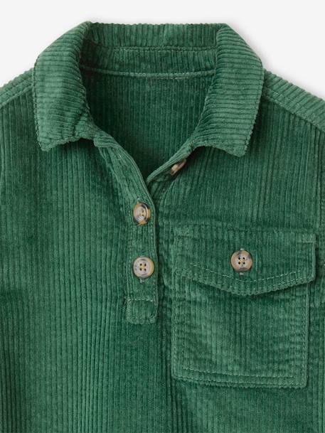 Corduroy Shirt-Dress for Girls cinnamon+English green 