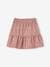 Corduroy Skirt with Ruffle & Floral Print for Girls green+old rose 