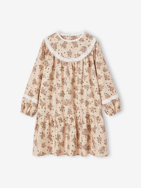 Floral Dress for Girls beige+green+night blue 