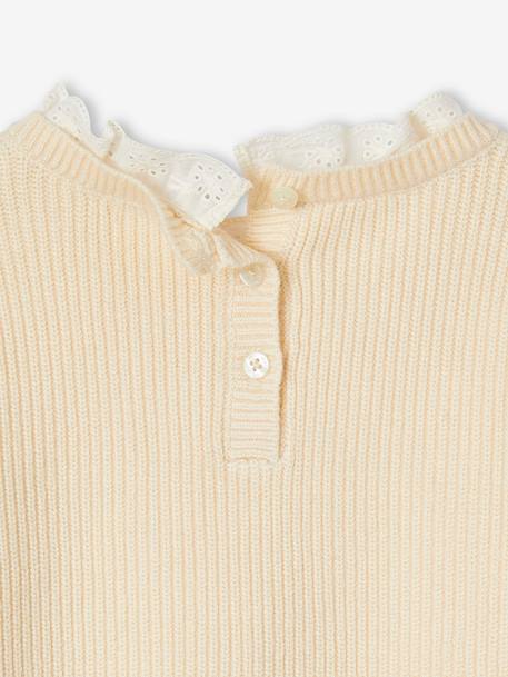 Loose-Fitting Jumper with Fancy Collar for Girls rose beige+sweet pink 