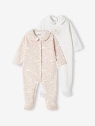 -Pack of 2 "Animals" Sleepsuits in Organic Cotton for Baby Girls