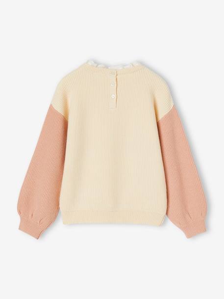 Loose-Fitting Jumper with Fancy Collar for Girls rose beige+sweet pink 