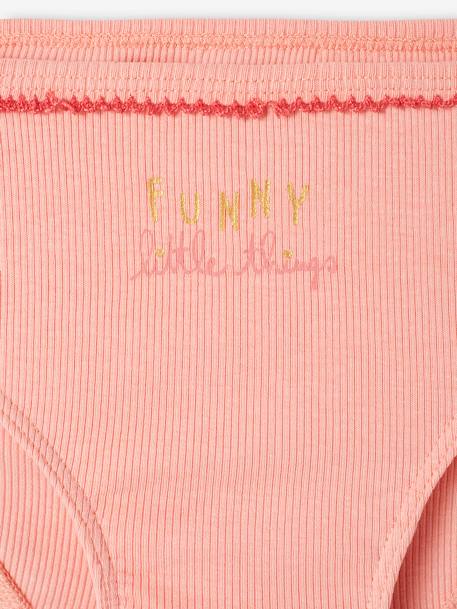 Pack of 5 Fancy Briefs in Rib Knit for Girls nude pink 