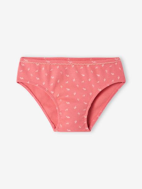 Pack of 5 Fancy Briefs in Rib Knit for Girls nude pink 