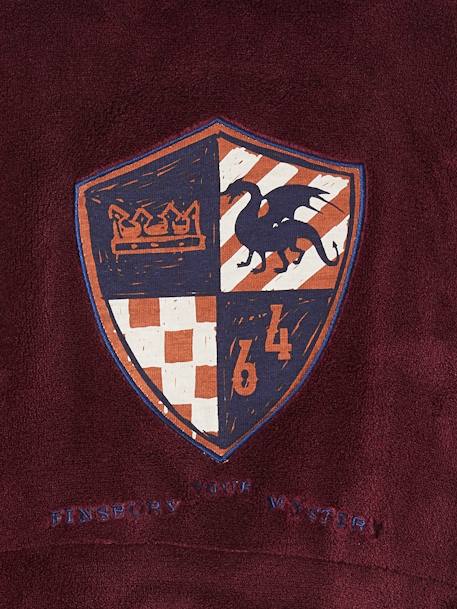 Coat of Arms Bathrobe in Plush Fabric for Boys bordeaux red 