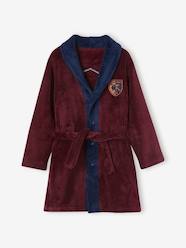 -Coat of Arms Bathrobe in Plush Fabric for Boys