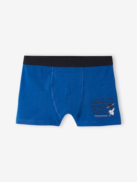 Pack of 5 Stretch Boxers for Boys, 'Space' royal blue 