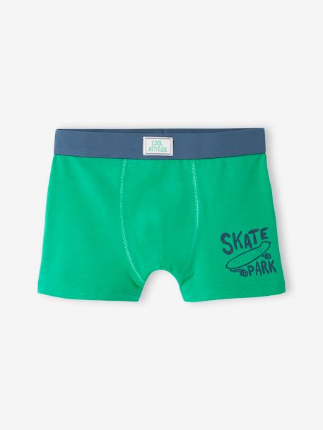 Pack of 5 Skateboarding Stretch Boxers for Boys green 