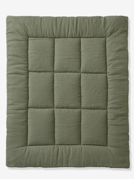 Dual Fabric Floor/Playpen Mat, Plain ochre+olive+taupe 