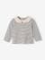 Long Sleeve Top with Embroidered Collar, for Babies BEIGE LIGHT SOLID+striped navy blue 