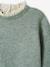 Rib Knit Jumper with Broderie Anglaise Collar for Babies sage green+striped navy blue 