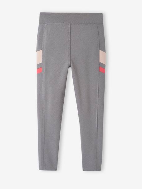 Sports Leggings in Techno Fabric with Fancy Details on the Side for Girls marl grey 