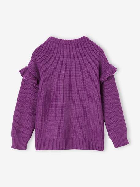 Jumper with Ruffled Sleeves for Girls ecru+red+sage green+vanilla+violet 