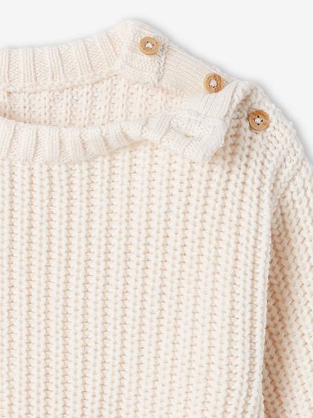 Rib Knit Jumper for Babies ecru+sage green 