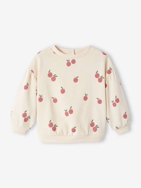 Printed Sweatshirt in Fleece, for Babies blush+ecru 