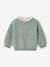 Rib Knit Jumper with Broderie Anglaise Collar for Babies sage green+striped navy blue 