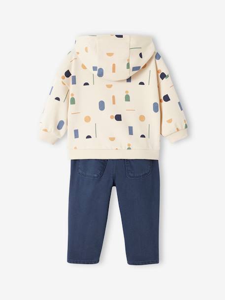 Fleece Sweatshirt & Twill Trousers Ensemble for Babies night blue 