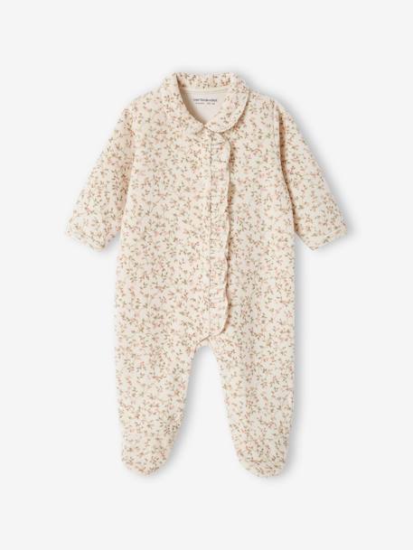 Pack of 2 Sleepsuits in Velour for Baby Girls ecru 