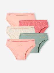 Girls-Pack of 5 Fancy Briefs in Rib Knit for Girls