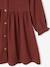 Buttoned Dress in Cotton Gauze for Girls chocolate+rose beige 