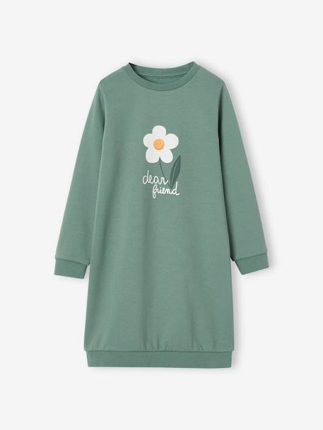 Basics Dress in Fleece for Girls emerald green+marl grey+navy blue+pale pink 