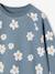 Fleece Dress with Bright Flowers for Girls grey blue+terracotta 