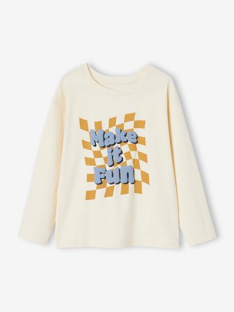 Jumper with Message & Print in Puff Ink, for Boys ecru 