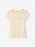 Pack of 3 Short Sleeve Fancy T-Shirts in Rib Knit for Girls nude pink 