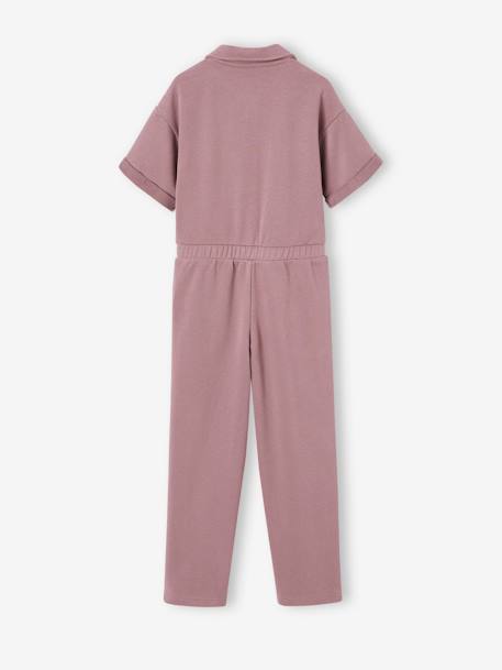 Short Sleeve Fleece Jumpsuit for Girls mauve 