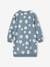 Fleece Dress with Bright Flowers for Girls grey blue+terracotta 