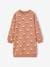 Fleece Dress with Bright Flowers for Girls camel+grey blue 