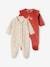 Pack of 2 Sleepsuits in Velour for Baby Girls ecru 