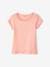 Pack of 3 Short Sleeve Fancy T-Shirts in Rib Knit for Girls nude pink 