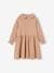 Buttoned Dress in Cotton Gauze for Girls chocolate+rose beige 