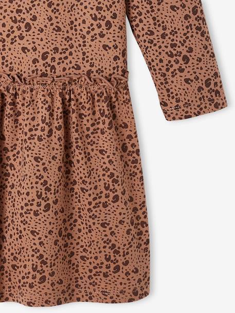 Long Sleeve Printed Dress for Girls PINK MEDIUM ALL OVER PRINTED+printed brown+rosy 