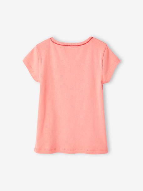 Pack of 3 Short Sleeve Fancy T-Shirts in Rib Knit for Girls nude pink 