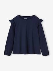 Girls-Tops-T-Shirts-Ruffled Long Sleeve Top for Girls, BASICS