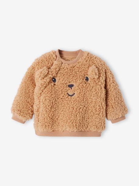 Bear Sweatshirt in Sherpa for Babies cappuccino 