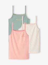 Girls-Underwear-Pack of 3 Fancy Strappy Rib Knit Tops for Girls