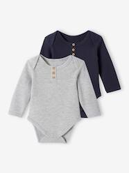 Baby-Bodysuits & Sleepsuits-Pack of 2 Long Sleeve Honeycomb Bodysuits for Babies
