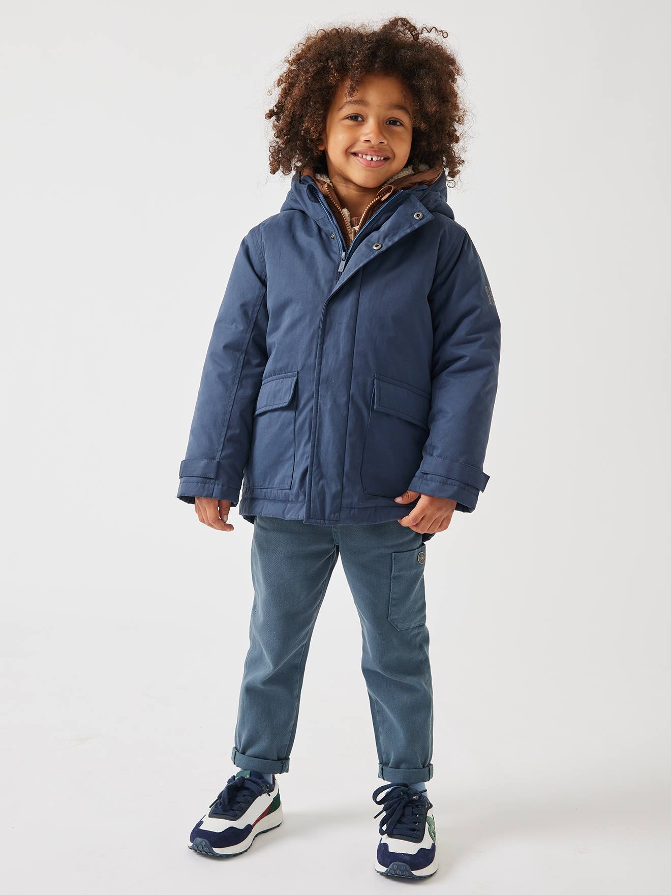 3 in 1 Parka with Removable Bodywarmer for Boys blue medium solid with design